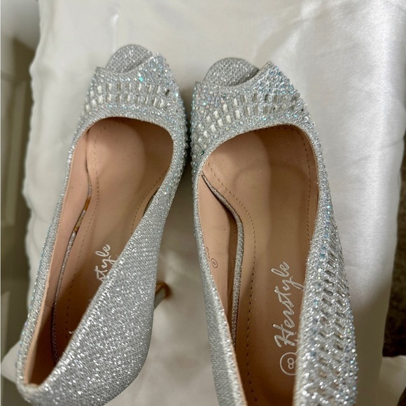Herstyle Silver Heels with Rhinestones - Picture 5 of 6